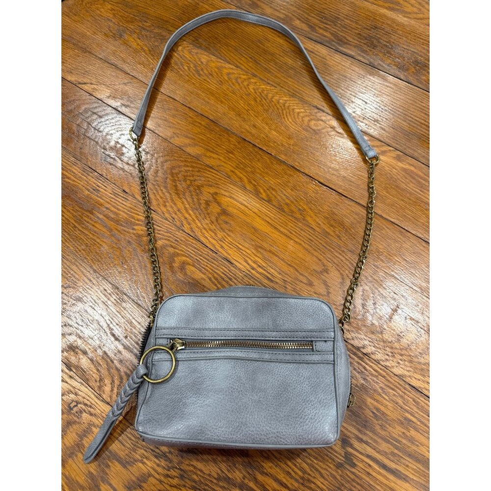 Like Dreams Gray Small Faux Leather Crossbody Purse W/ Chain Strap & Tassel